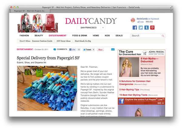 Daily Candy article about Papergirl SF
